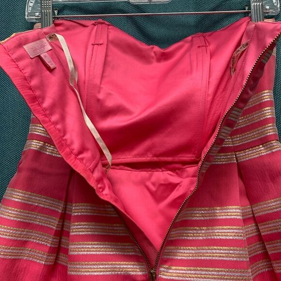 Lilly Pulitzer Strapless Mini Dress in Pink & Gold Size 00 - Picture 8 of 9